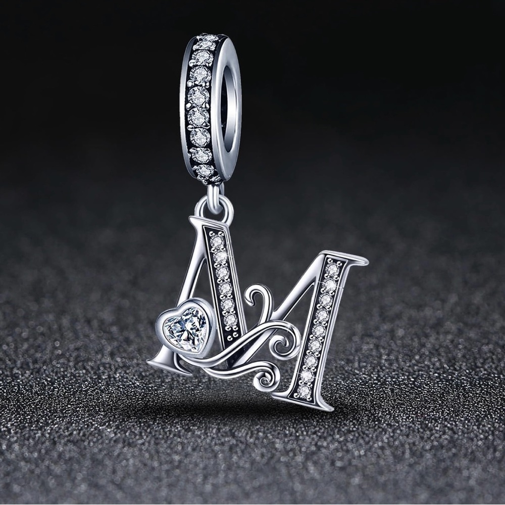 Silver Letter Charm Fit for Pandora Charms Bracelet Alphabet Initial Dangle
